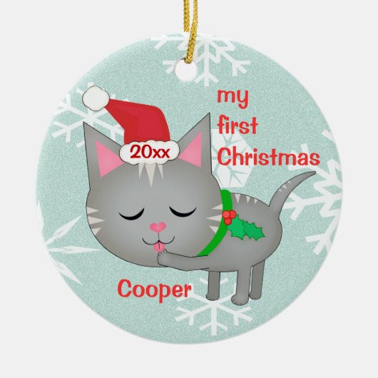 Aangepaste eerste kerstversiering keramisch ornament (Voorkant)