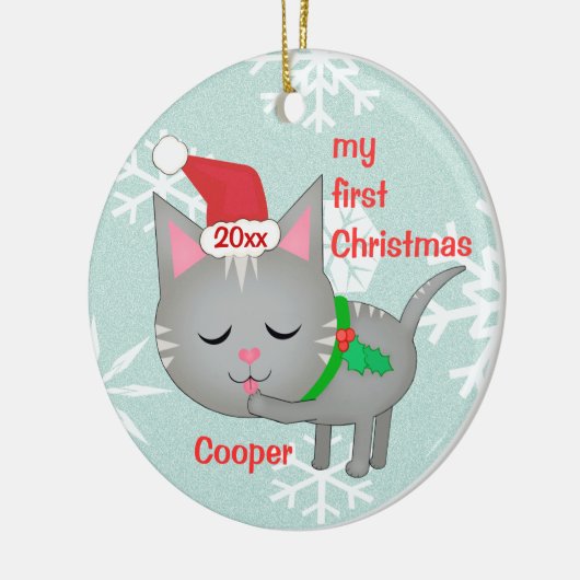 Aangepaste eerste kerstversiering keramisch ornament (Links)