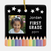 Aangepaste eerste klas kleurrijke foto Keepsake Keramisch Ornament (Voorkant)