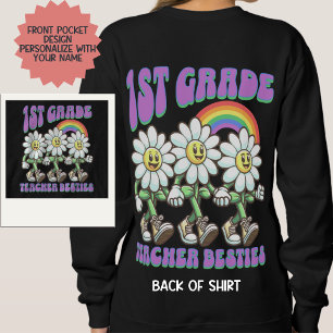 Aangepaste eerste klas leraar Besties Retro Daisy Trui