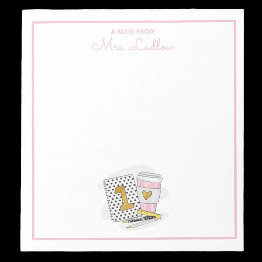 Aangepaste eerste klas leraar waardering wit notitieblok