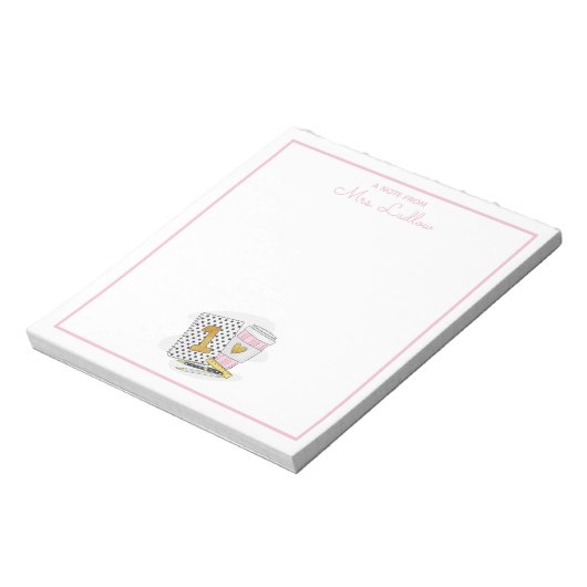 Aangepaste eerste klas leraar waardering wit notitieblok (Linkerzijde)