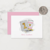 Aangepaste eerste klas leraar wit Notitieboek Beda Notitiekaartje (Voorkant / Achterkant in situ)