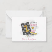 Aangepaste eerste klas leraar zwart Notitieboek Notitiekaartje (Achterkant)