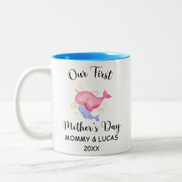 Aangepaste eerste Moederdag 2022, aangepaste foto Tweekleurige Koffiemok