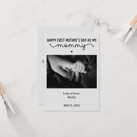 Aangepaste Eerste Moederdag Cute Minimalist Kaart (Voorkant / Achterkant in situ)