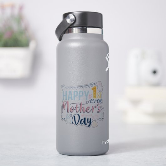 Aangepaste eerste Moederdag voor het eerst Moeder Sticker (HydroFlask)