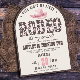 Aangepaste eerste Rodeo Arched Girls 2e verjaardag Kaart
