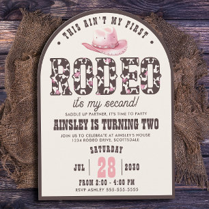 Aangepaste eerste Rodeo Arched Girls 2e verjaardag Kaart