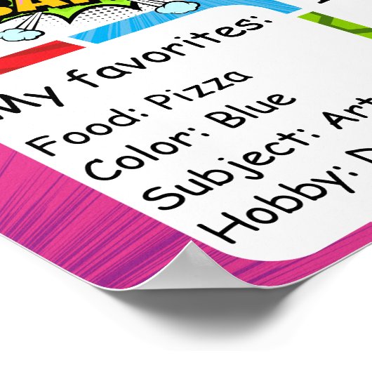 Aangepaste eerste schooldag, Comic Terug naar scho Poster (Hoek)