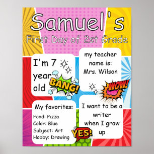 Aangepaste eerste schooldag, strip terug naar scho poster