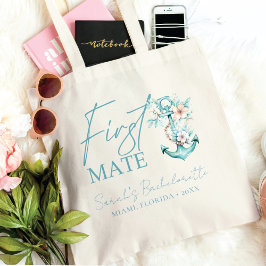 Aangepaste eerste stuurman voor cruise vrijgezelle tote bag