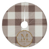 Aangepaste eerste thuis bruine Buffalo geruite mon Fleece Kerstboom Rok (Voorkant)