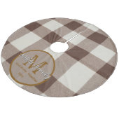 Aangepaste eerste thuis bruine Buffalo geruite mon Fleece Kerstboom Rok (Gekanteld)