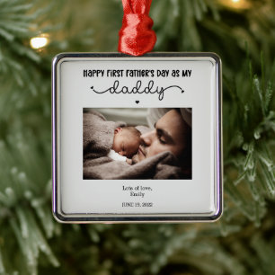 Aangepaste eerste Vaderdag Cute Minimalistische Fo Metalen Ornament