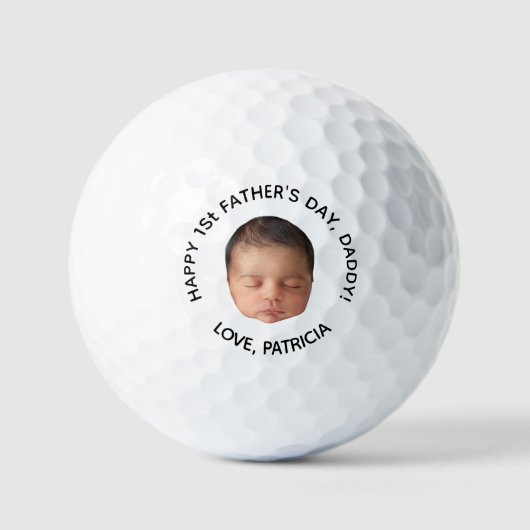Aangepaste Eerste Vaderdag Fotocadeau van Baby Golfballen (Voorkant)