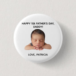 Aangepaste Eerste Vaderdag Fotocadeau van Baby Ronde Button 3,2 Cm
