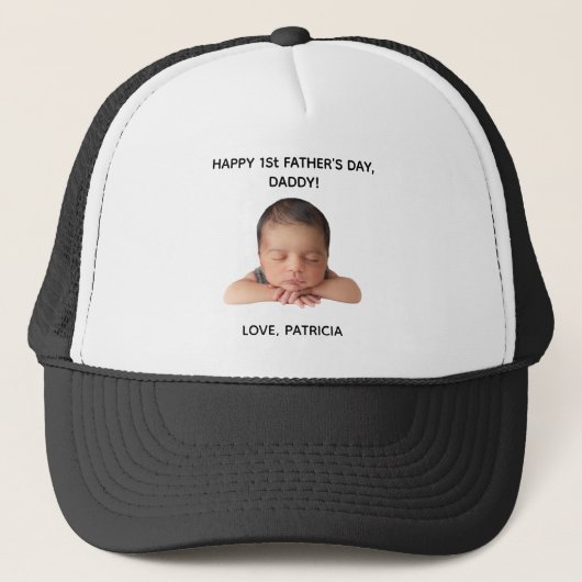 Aangepaste Eerste Vaderdag Fotocadeau van Baby Trucker Pet (Voorkant)