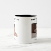Aangepaste Eerste Vaderdag Fotocadeau van Baby Tweekleurige Koffiemok (Center)