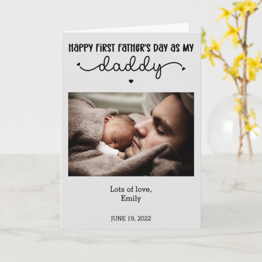 Aangepaste Eerste Vaderdag Lieve Minimalistische F Kaart (Gele Bloem)