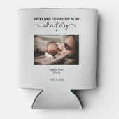 Aangepaste eerste Vaderdag-minimalistische foto Blikjeskoeler (Voorkant)