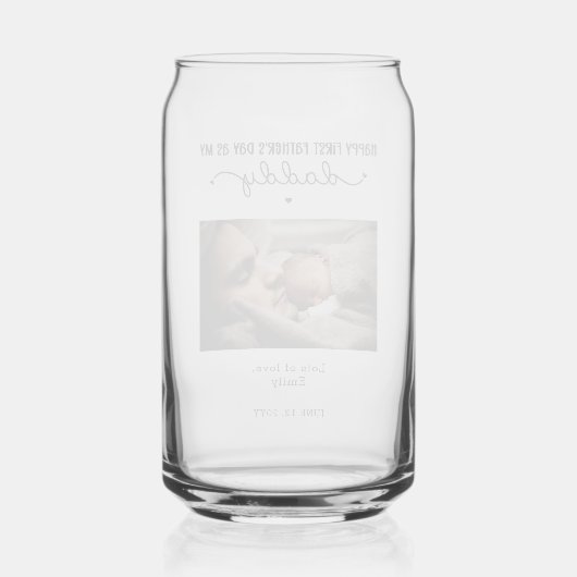 Aangepaste eerste Vaderdag-minimalistische foto Blikvorm Glas (Achterkant)