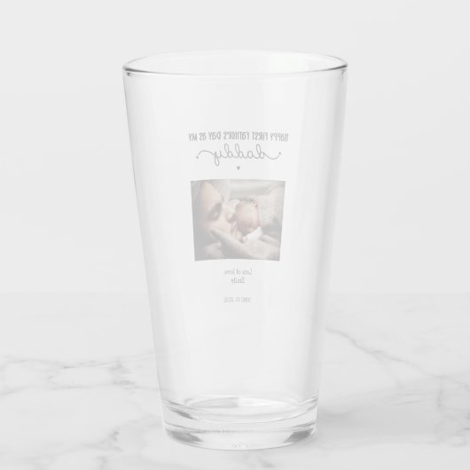 Aangepaste eerste Vaderdag-minimalistische foto Glas (Achterkant)