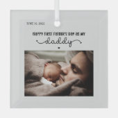 Aangepaste eerste Vaderdag-minimalistische foto Glas Ornament (Voorkant)