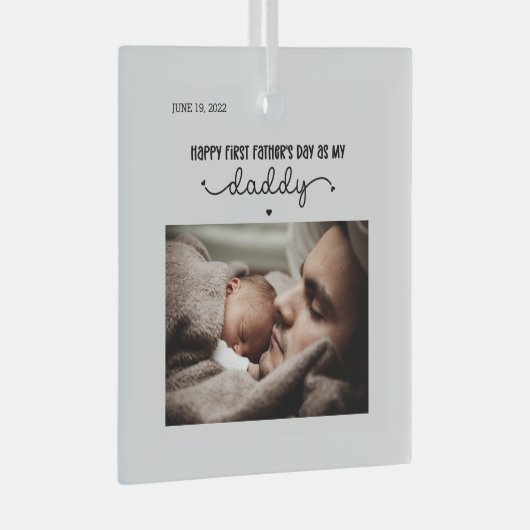 Aangepaste eerste Vaderdag-minimalistische foto Glas Ornament (Voorkant Rechts)