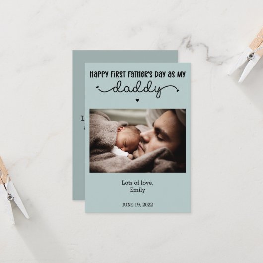 Aangepaste eerste Vaderdag-minimalistische foto Kaart (Voorkant / Achterkant in situ)