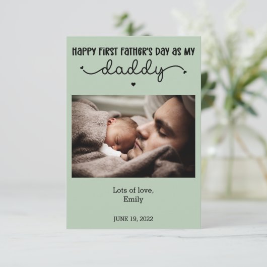 Aangepaste eerste Vaderdag-minimalistische foto Kaart (Staand voorkant)