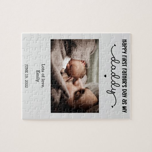 Aangepaste eerste Vaderdag-minimalistische foto Legpuzzel (Horizontaal)