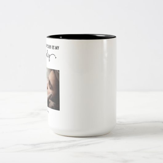 Aangepaste eerste Vaderdag-minimalistische foto Tweekleurige Koffiemok (Center)