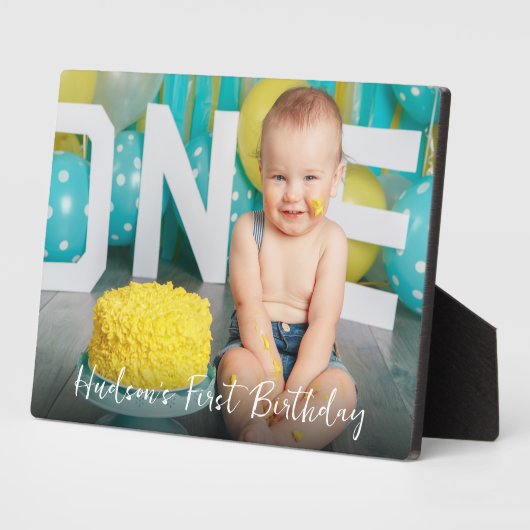 Aangepaste Eerste Verjaardag Baby Foto Fotoplaat (Zijkant)