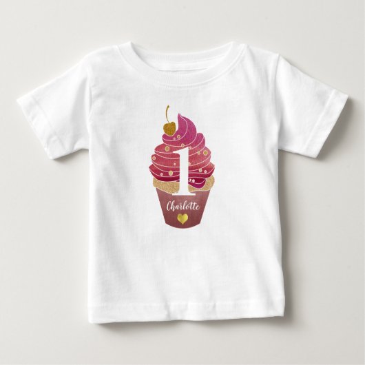 Aangepaste eerste verjaardag Baby T-Shirt (Voorkant)