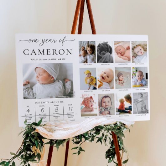 Aangepaste eerste verjaardag foto mijlpaal tijdlij poster