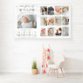 Aangepaste eerste verjaardag foto mijlpaal tijdlij spandoek (Insitu)