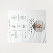 Aangepaste eerste verjaardag foto mijlpaal tijdlij wandkleed (Voorkant (horizontaal))