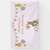 Aangepaste eerste verjaardag konijn met ballonnen spandoek (Verticaal)