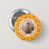 Aangepaste Eerste Verjaardag Ronde Foto Button 5,7 Cm (Voorkant /achterkant)