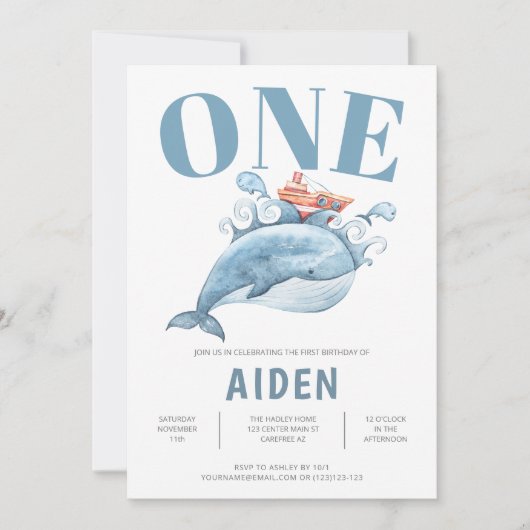 Aangepaste eerste verjaardag van de Blauwe Walvis Kaart (Voorkant)