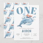 Aangepaste eerste verjaardag van de Blauwe Walvis Kaart (Voorkant / Achterkant)