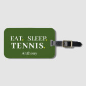 Aangepaste Eet Slaap Tennis Groen Bagagelabel (Voorkant (horizontaal))