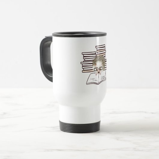 Aangepaste egel Book Nerd Travel Mug Reisbeker (Voorkant links)