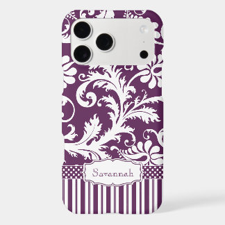 Aangepaste Eggplant Damask en Stripe