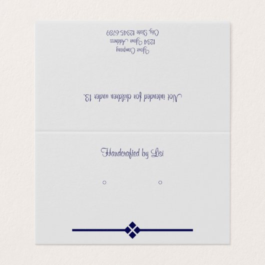 Aangepaste Eggshell Grey Diamond Tentfold earing C Visitekaartje (Buitenkant ongevouwen)