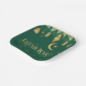 Aangepaste "Eid Mubarak" Groene Gouden Lantaarns + Papieren Bordje (Gebogen)