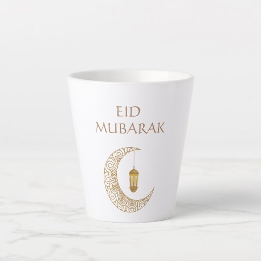 Aangepaste Eid Mubarak met versierde halve maan  Latte Mok (Voorkant)