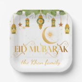 Aangepaste "Eid Mubarak" witte gouden lantaarns +  Papieren Bordje (Voorkant)