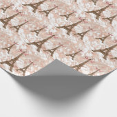 Aangepaste Eiffeltower White, Roos Gold Marble Cadeaupapier (Hoek)